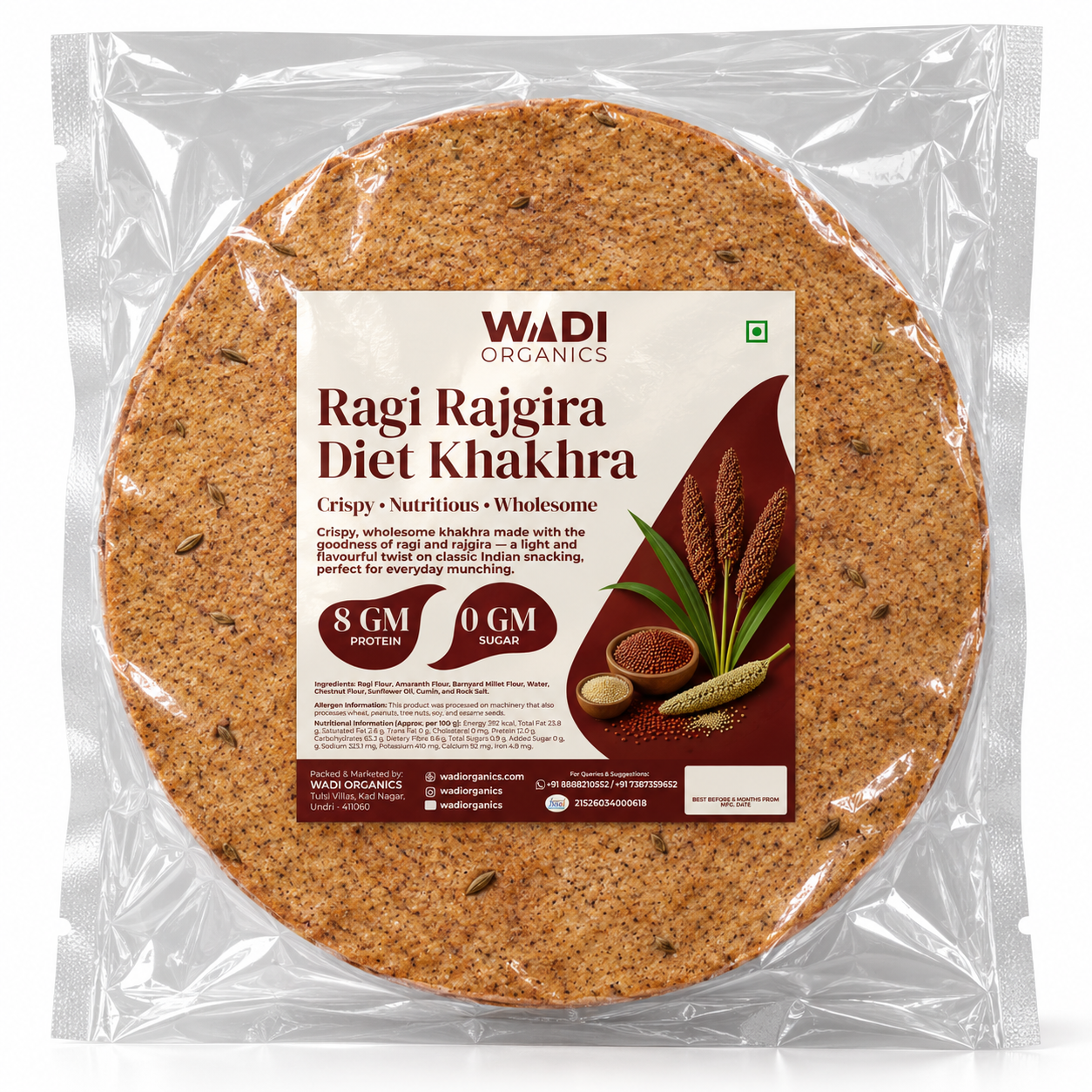 Ragi Rajgira Diet Khakhra – Gluten Free